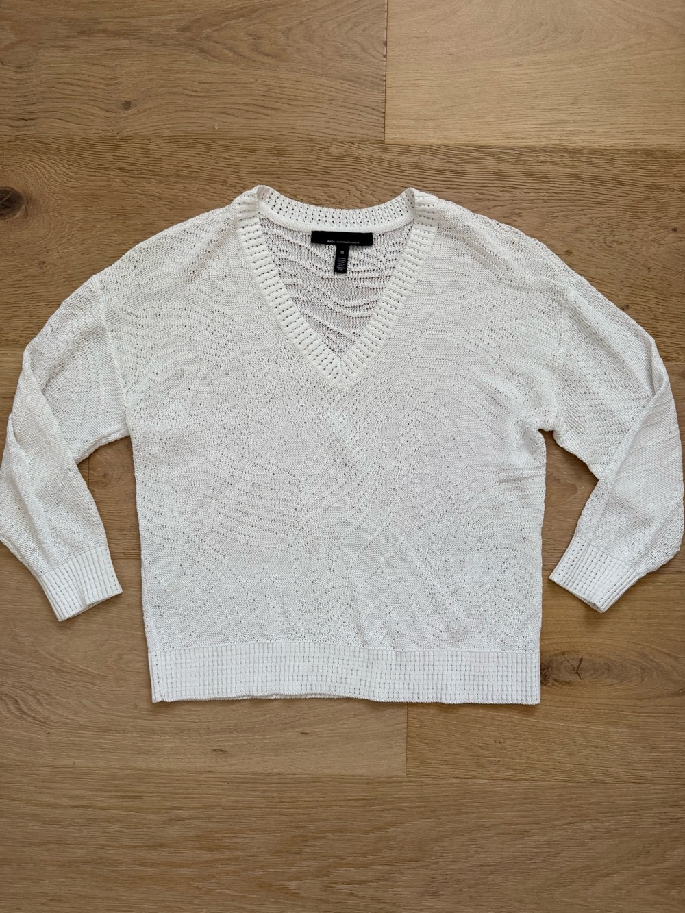 White House Black Market light weight White V-Neck Sweater